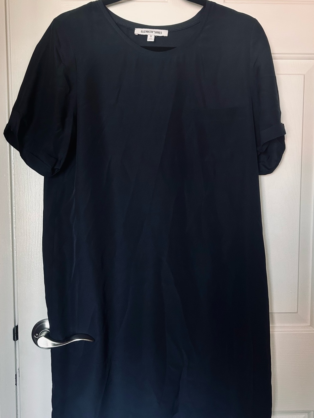 Elizabeth and James Navy Short-Sleeve Shirt Dress with Pocket